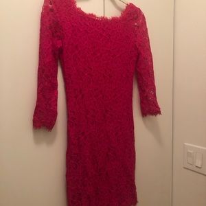 dvf zarita lace fuschia dress 0 xs